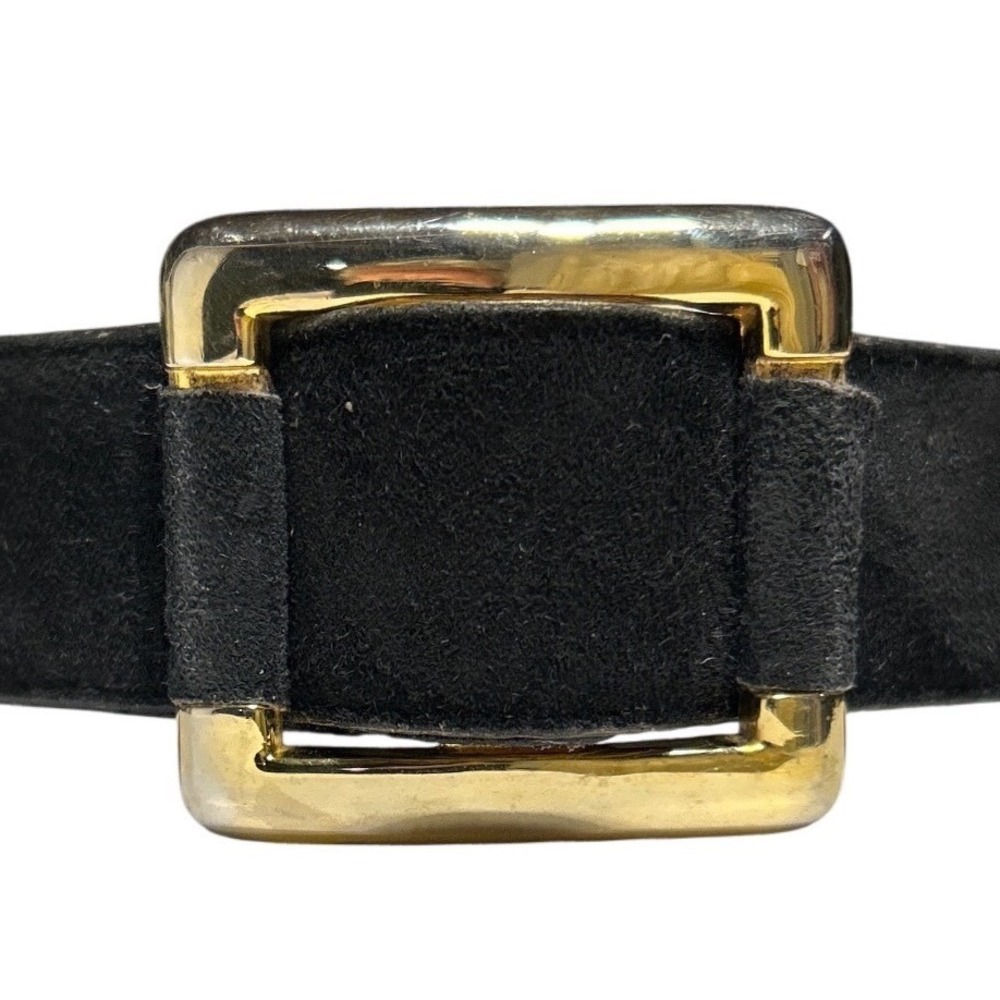 The Ritz Accessory‎ Collection Black Suede Leather Gold Buckle M/L (up to 34")